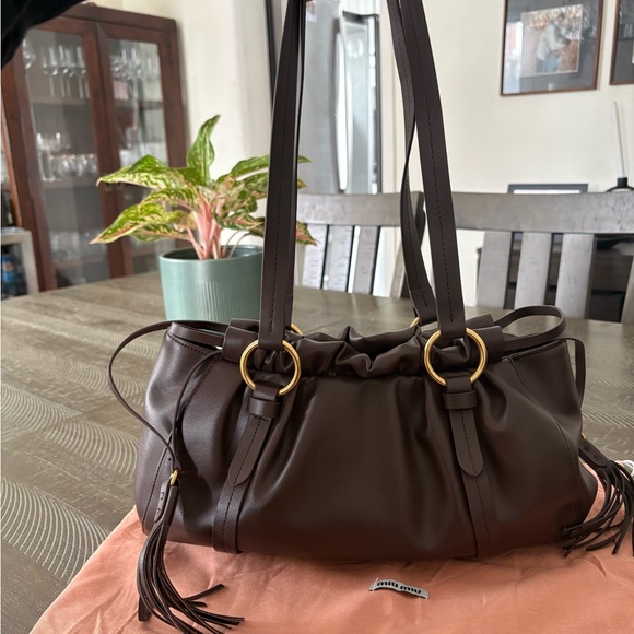 Miu Miu Dark Brown Leather Shoulder Bag - Picture 3 of 6